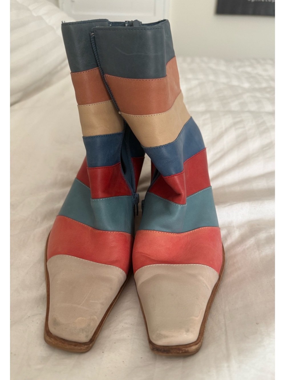 Jeffrey Campbell leather color block snip toe heeled booties size 11